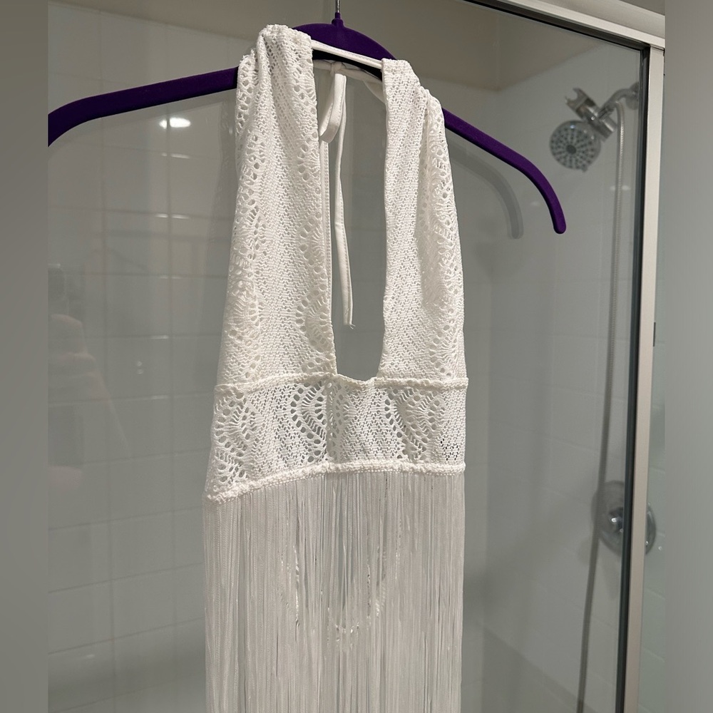 White lace fringe top